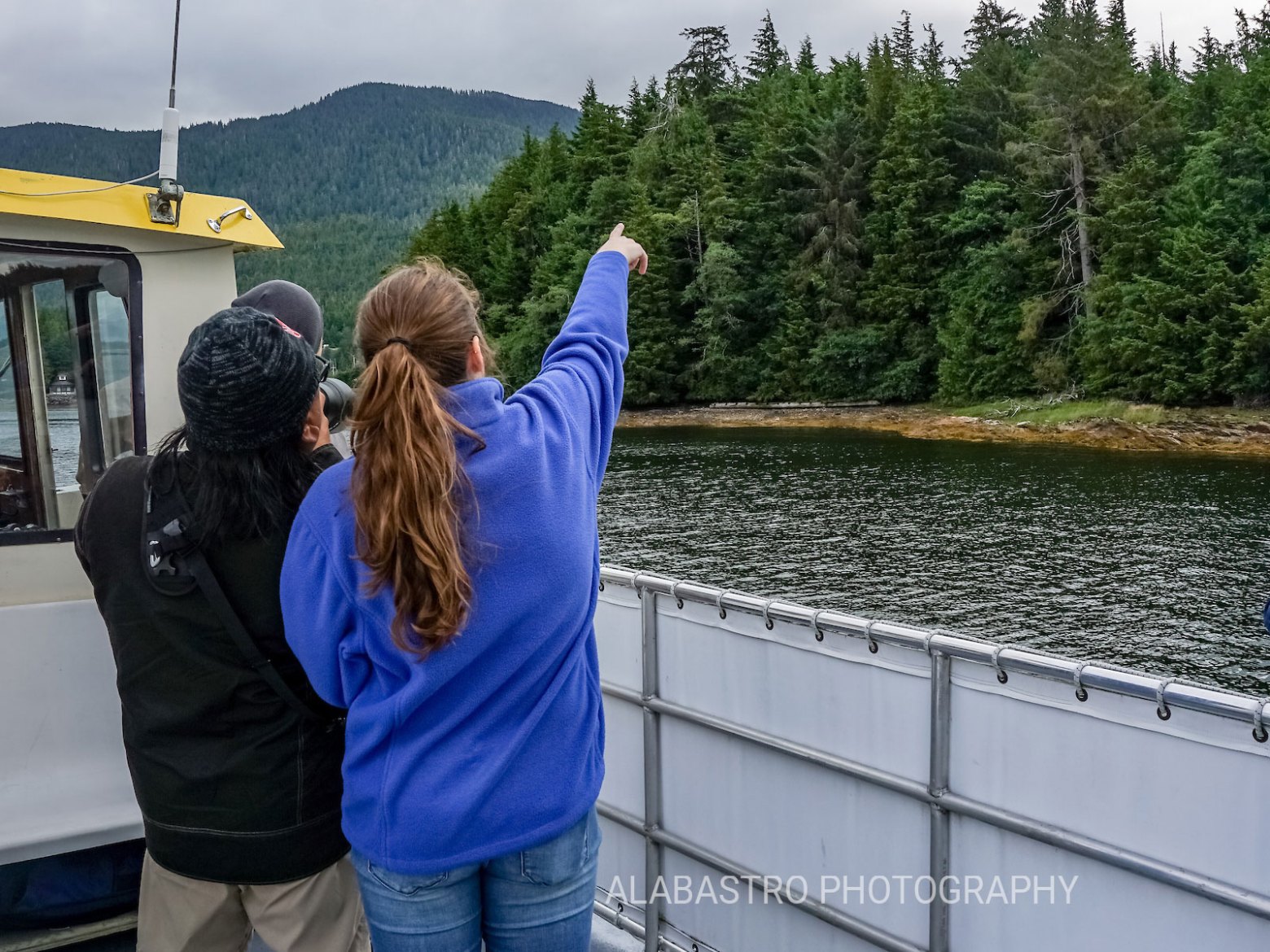 Our deckhands are always happy to assist you in spotting wildlife. Photo by Alabastro Photography.